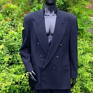 Austin Grey Men's Vintage Black Double-Breasted Sport Coat with Peaked Lapels